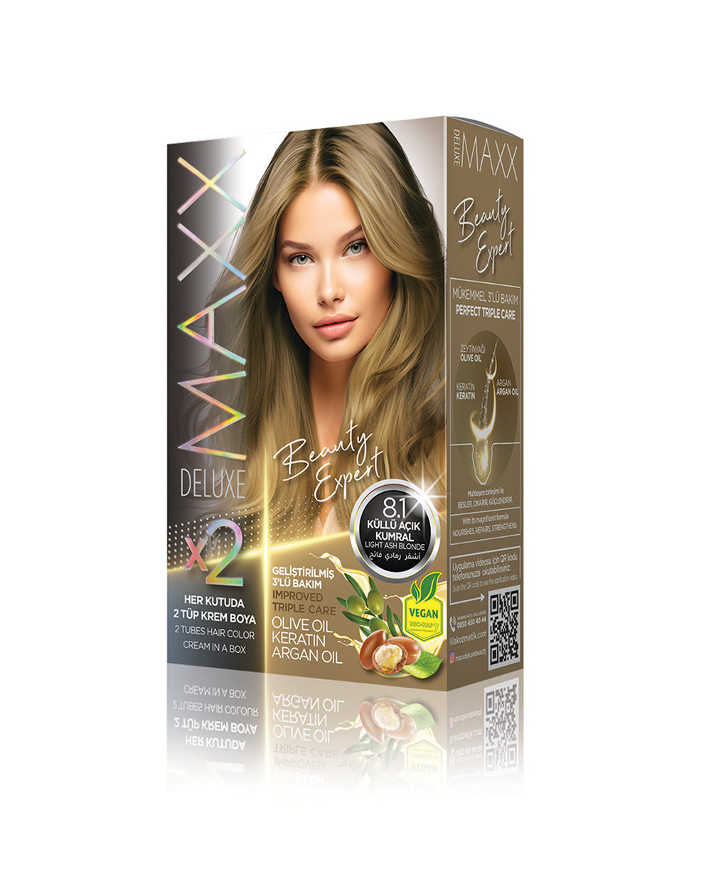 Maxx Deluxe Hair Dye Set 8.1 Light Ash Blonde