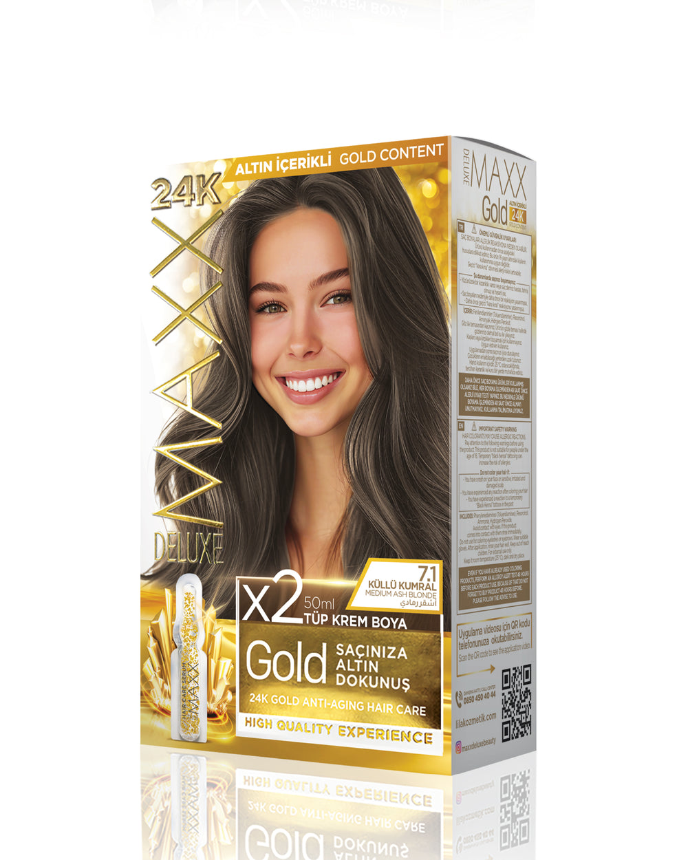 Maxx Deluxe Gold Beauty Hair Dye Set 7.1 Ash Blonde