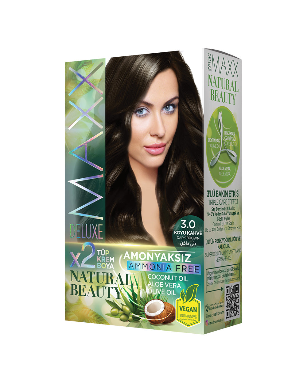 Maxx Deluxe Ammonia-Free Hair Dye Set 3.0 Dark Brown