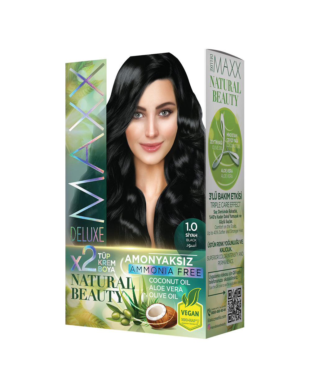 Maxx Deluxe Ammonia-Free Hair Dye Set 1.0 Black