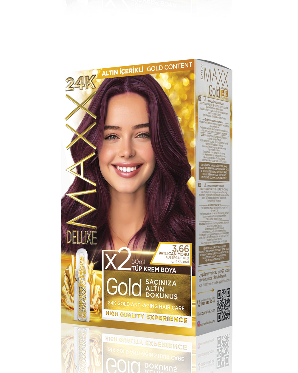 Maxx Deluxe Gold Beauty Hair Dye Set 3.66 Aubergine