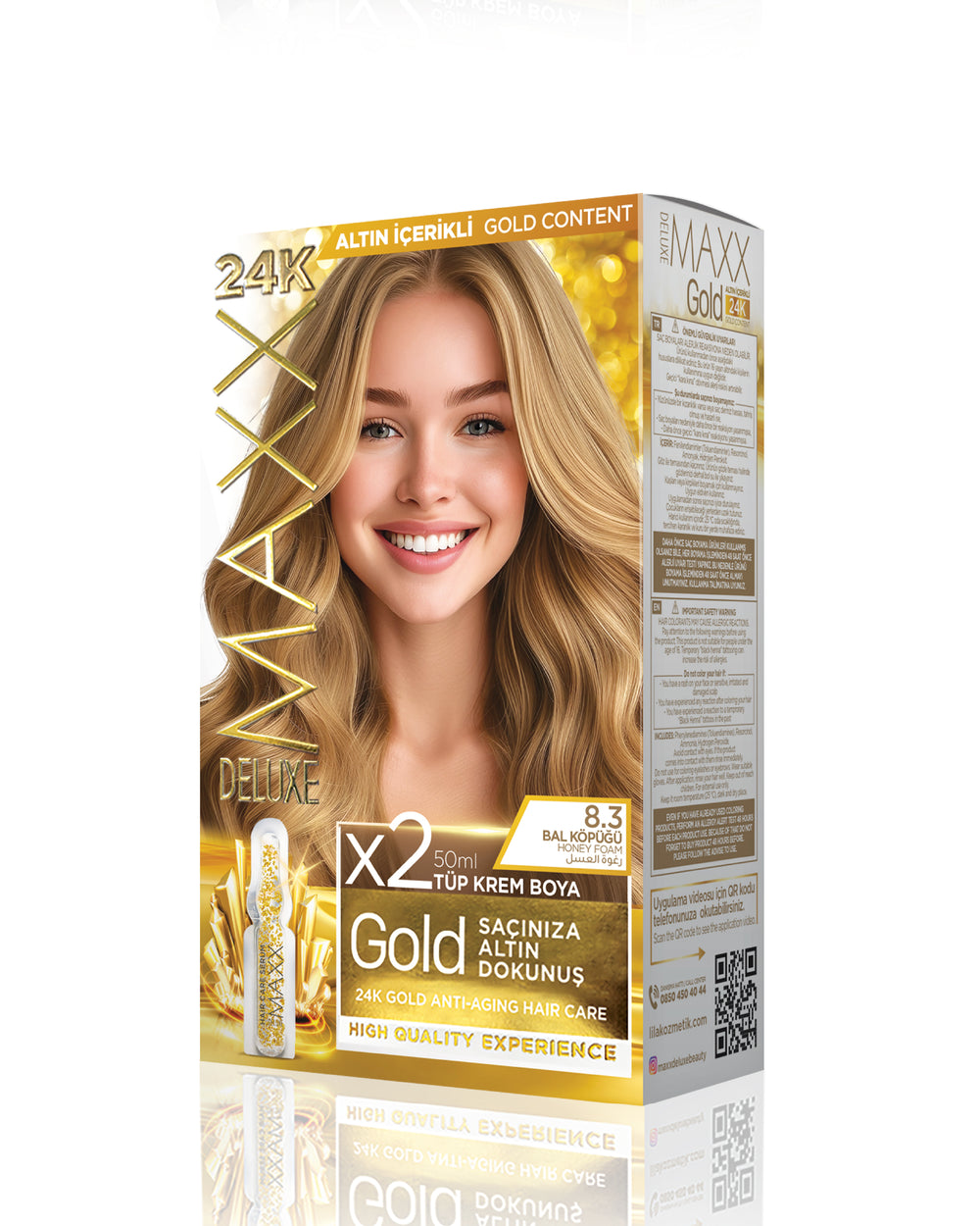 Maxx Deluxe Gold Beauty Hair Dye Set 8.3 Honey Foam