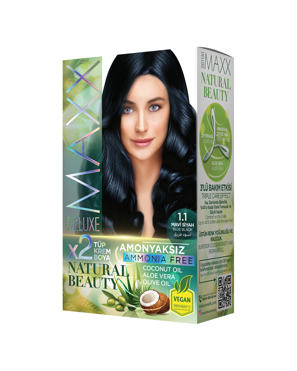Maxx Deluxe Ammonia-Free Hair Dye Set 1.1 Blue Black