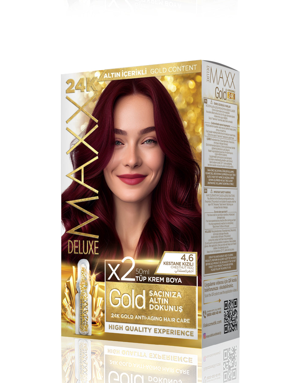Maxx Deluxe Gold Beauty Hair Dye Set 4.6 Chestnut Red
