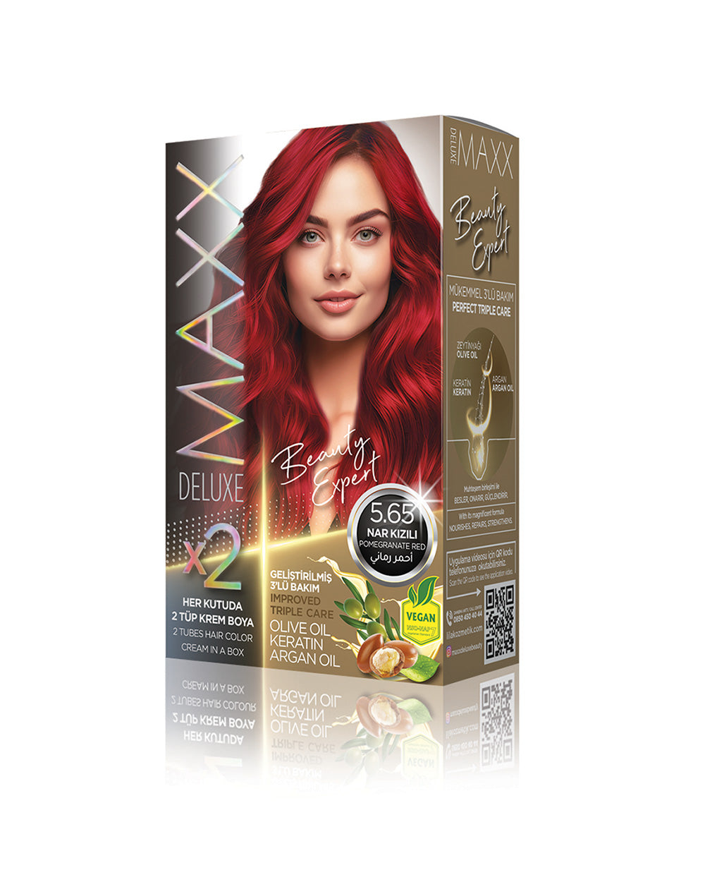 Maxx Deluxe Hair Dye Set 5.65 Pomegranate Red