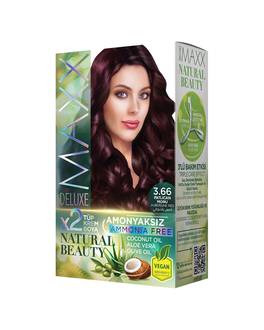 Maxx Deluxe Ammonia-Free Hair Dye Set 3.66 Aubergine
