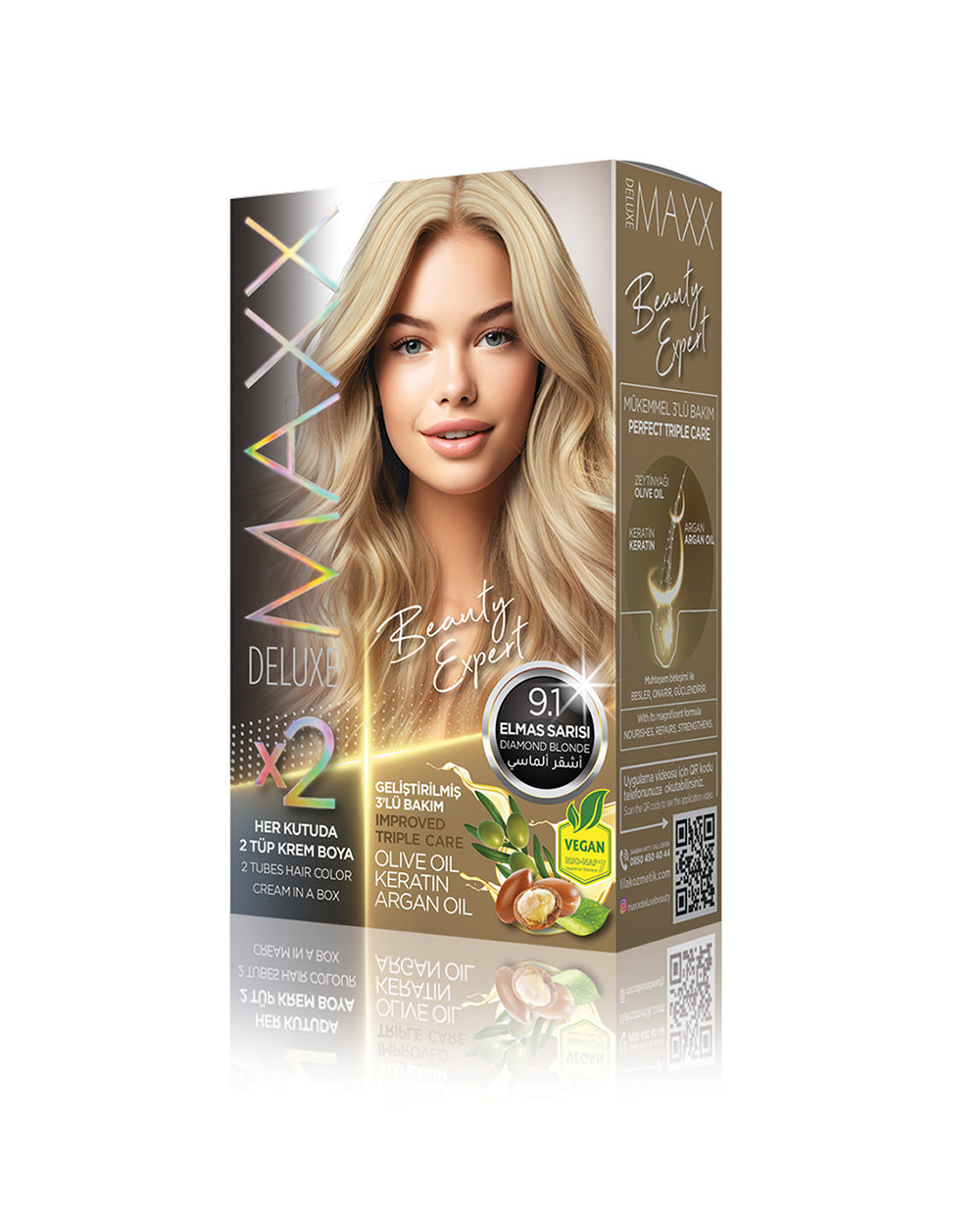Maxx Deluxe Hair Dye Set 9.1 Diamond Blonde