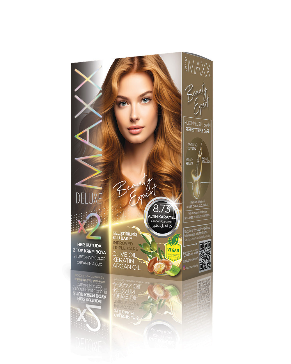 Maxx Deluxe Hair Dye Set 8.73 Golden Caramel