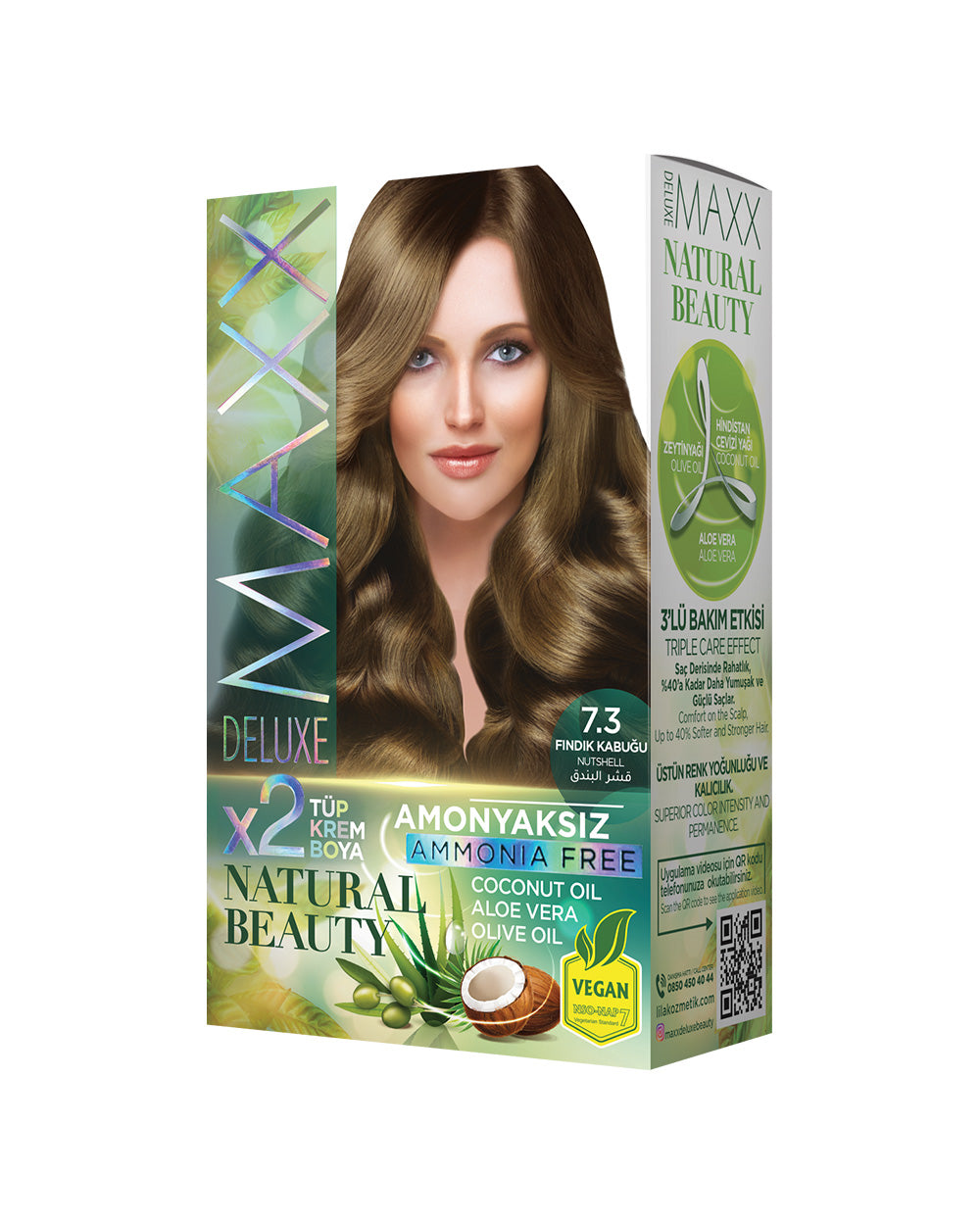Maxx Deluxe Ammonia-Free Hair Dye Set 7.3 Hazelnut