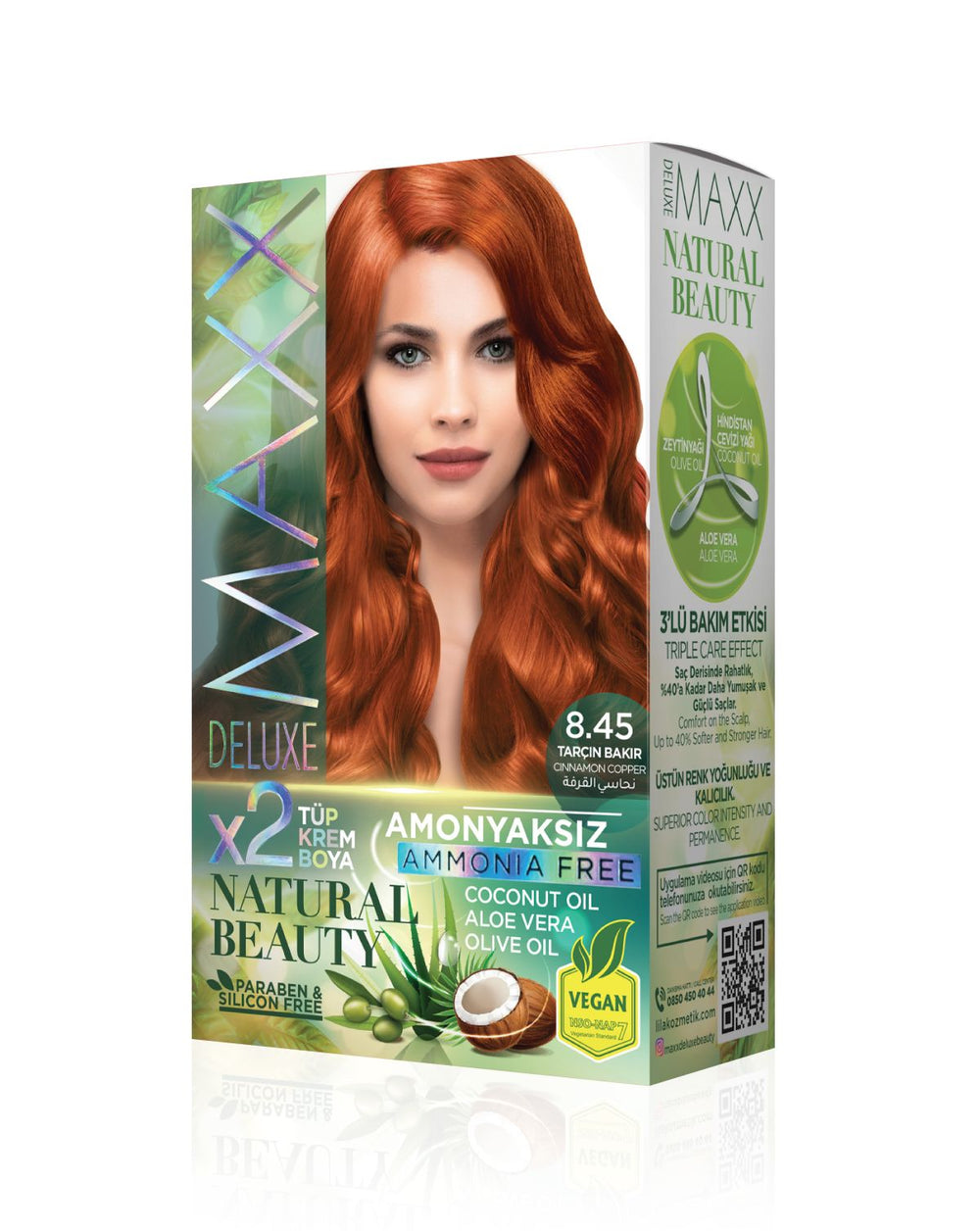 Maxx Deluxe Ammonia-Free Hair Dye Set 8.45 Cinnamon Copper