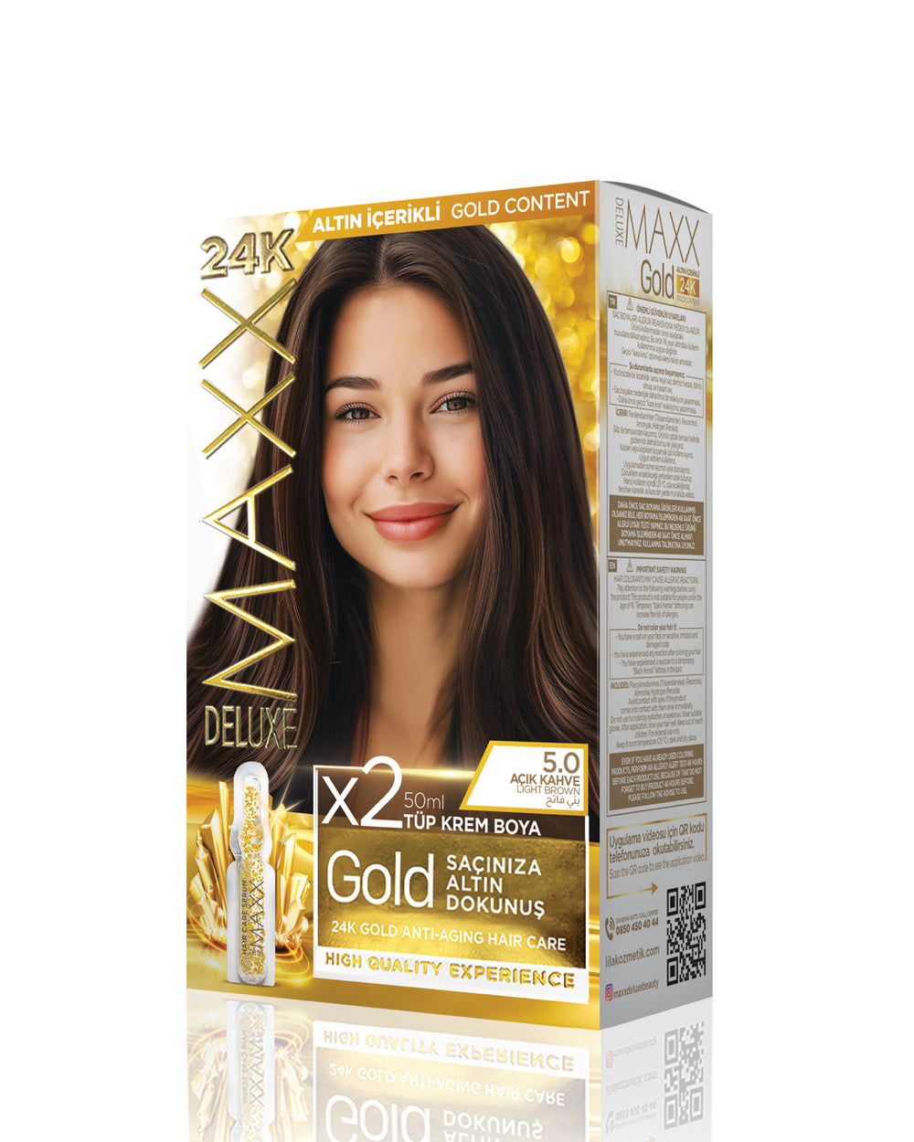 Maxx Deluxe Gold Beauty Hair Dye Set 5.0 Light Brown