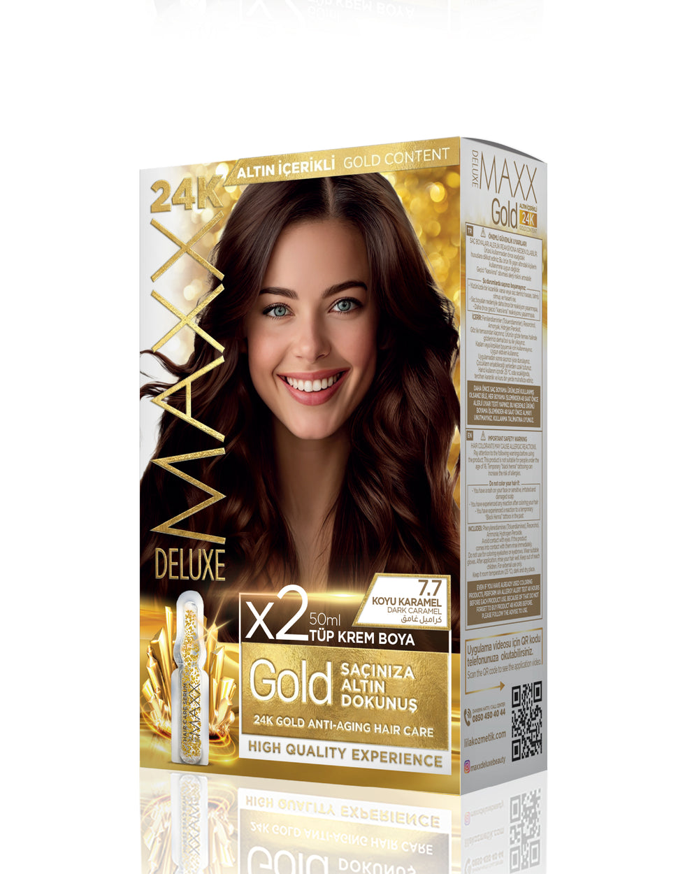 Maxx Deluxe Gold Beauty Hair Dye Set 7.7 Dark Caramel