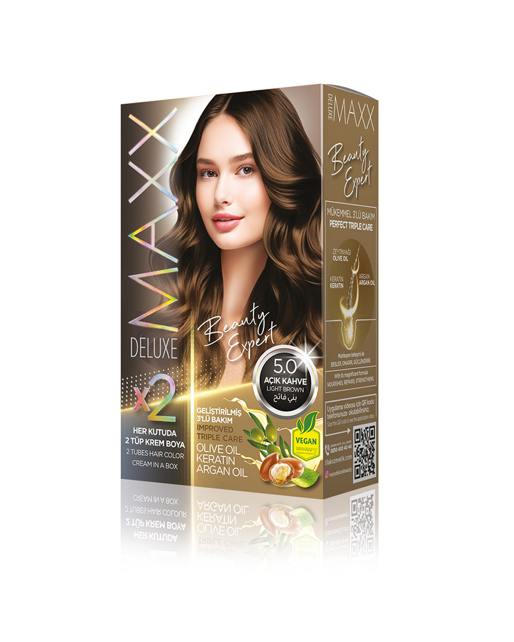Maxx Deluxe Hair Dye Set 5.0 Light Brown
