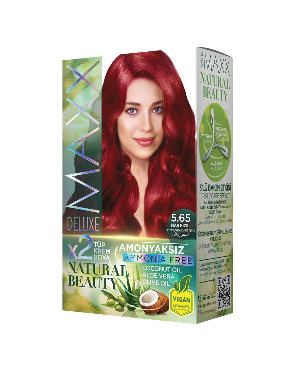 Maxx Deluxe Ammonia-Free Hair Dye Set 5.65 Strawberry Red