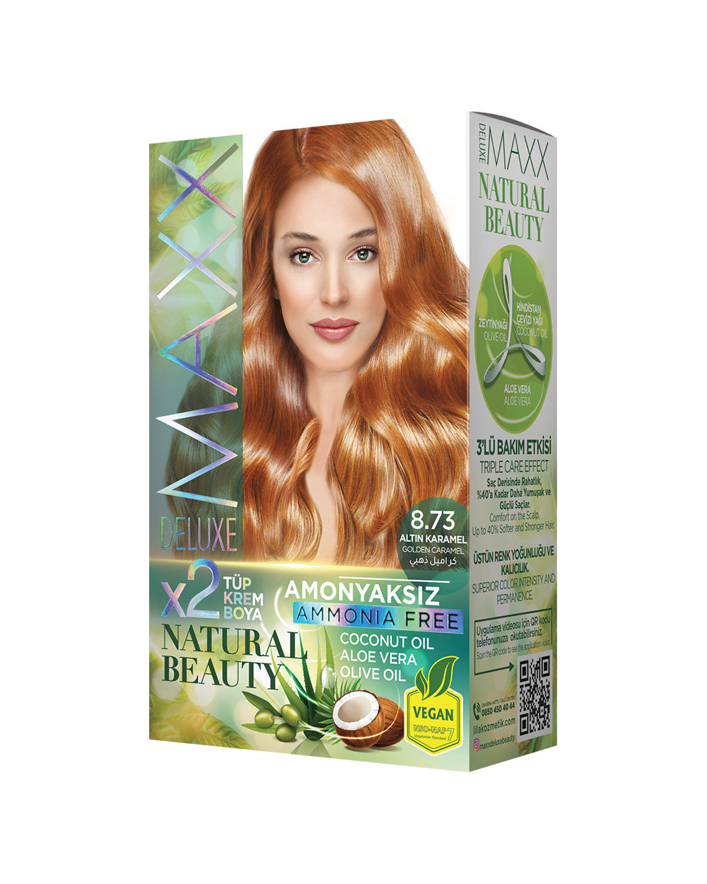 Maxx Deluxe Ammonia-Free Hair Dye Set 8.73 Caramel