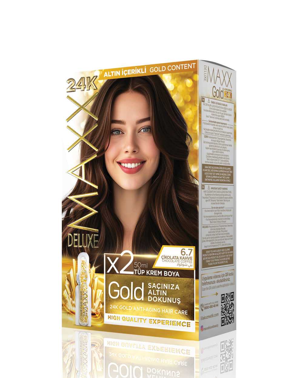 Maxx Deluxe Gold Beauty Hair Dye Set 6.7 Chocolate Brown