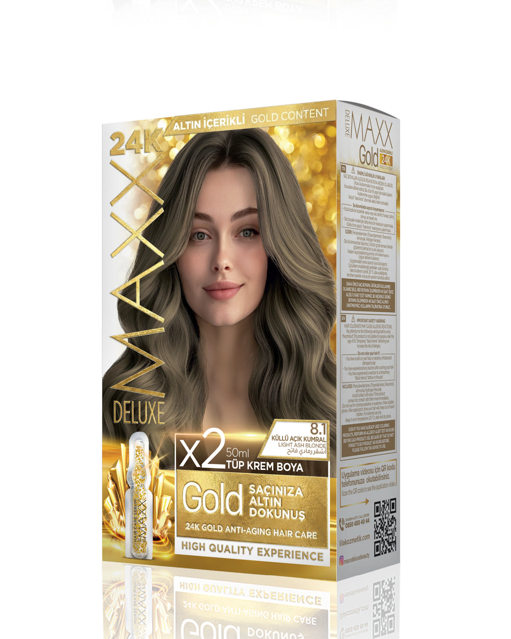 Maxx Deluxe Gold Beauty Hair Dye Set 8.1 Light Ash Blonde