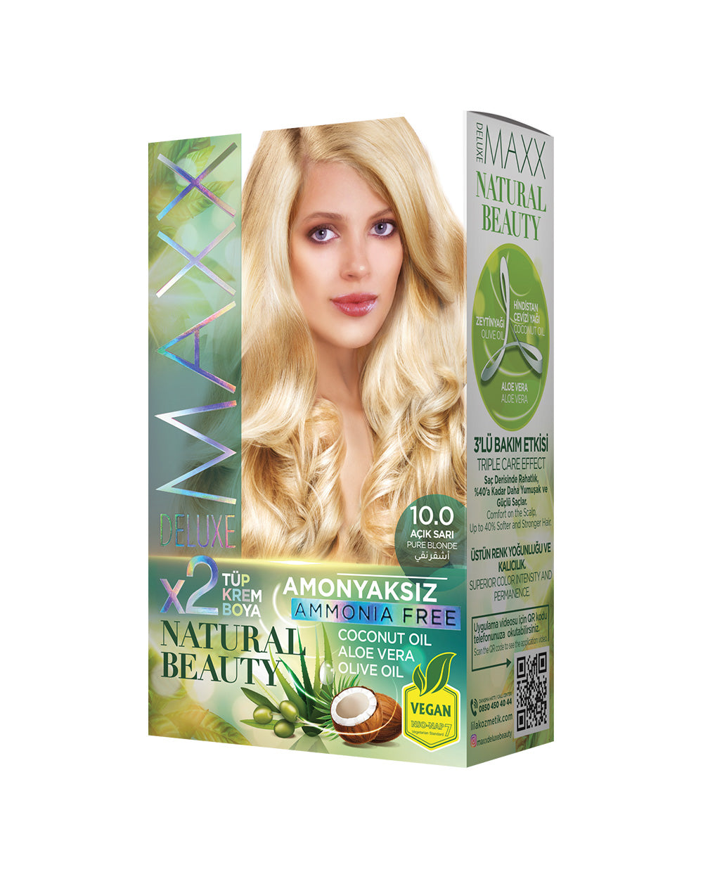 Maxx Deluxe Ammonia-Free Hair Dye Set 10.0 Pearl Blonde
