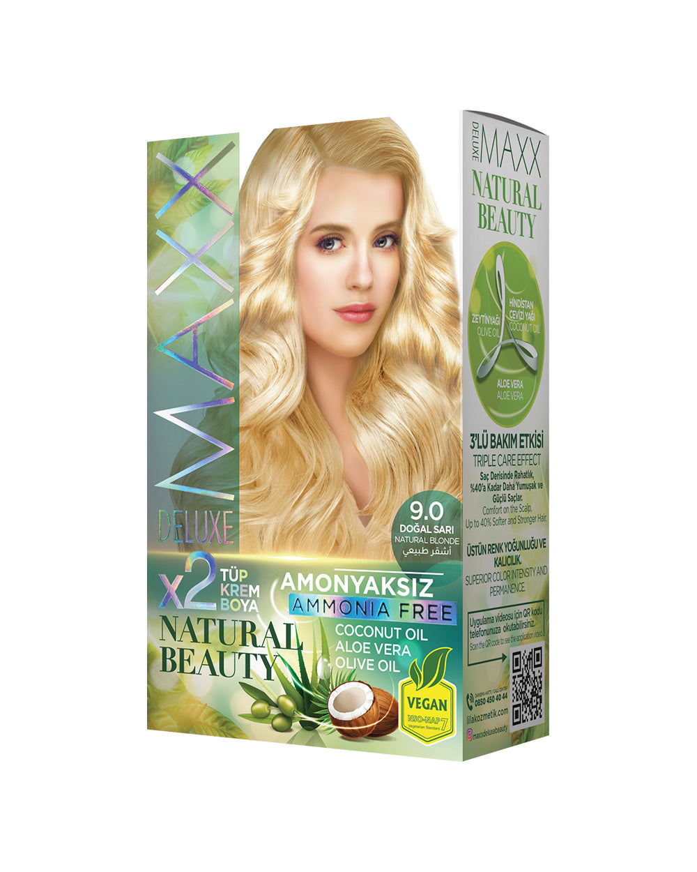 Maxx Deluxe Ammonia-Free Hair Dye Set 9.0 Wheat Blonde
