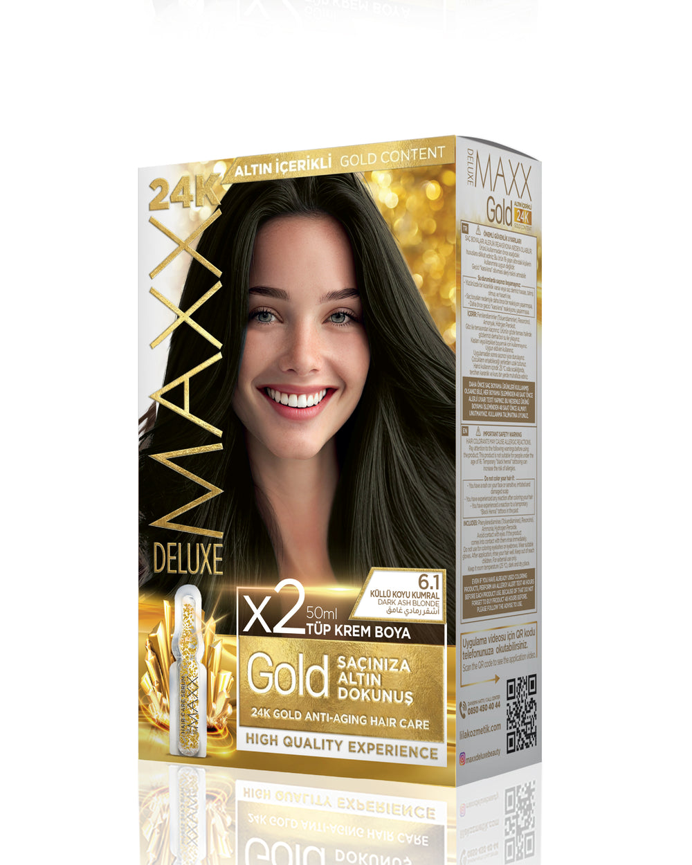 Maxx Deluxe Gold Beauty Hair Dye Set 6.1 Dark Ash Blonde