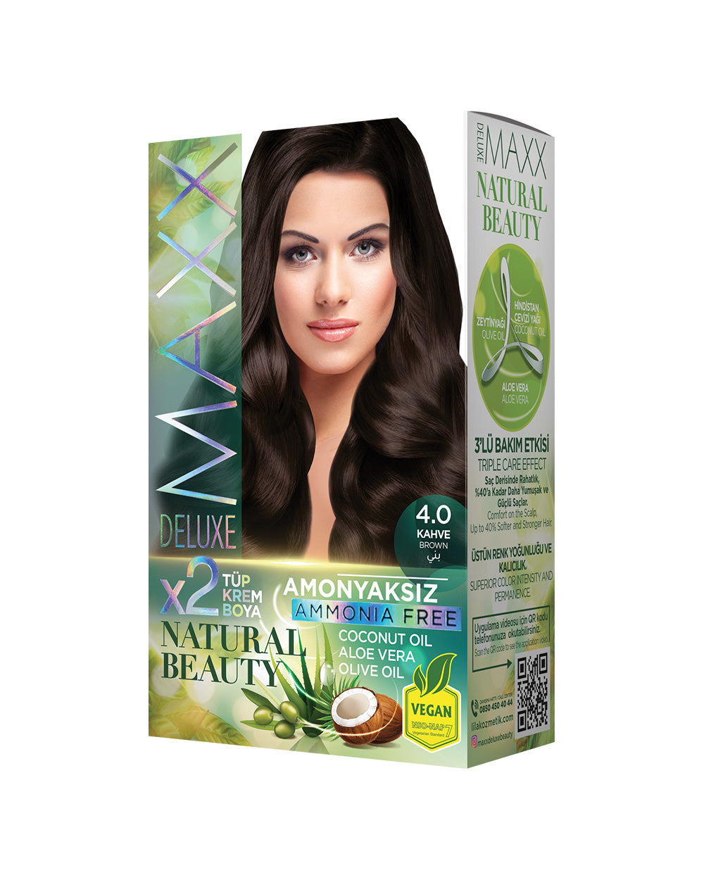 Maxx Deluxe Ammonia-Free Hair Dye Set 4.0 Dark Brown