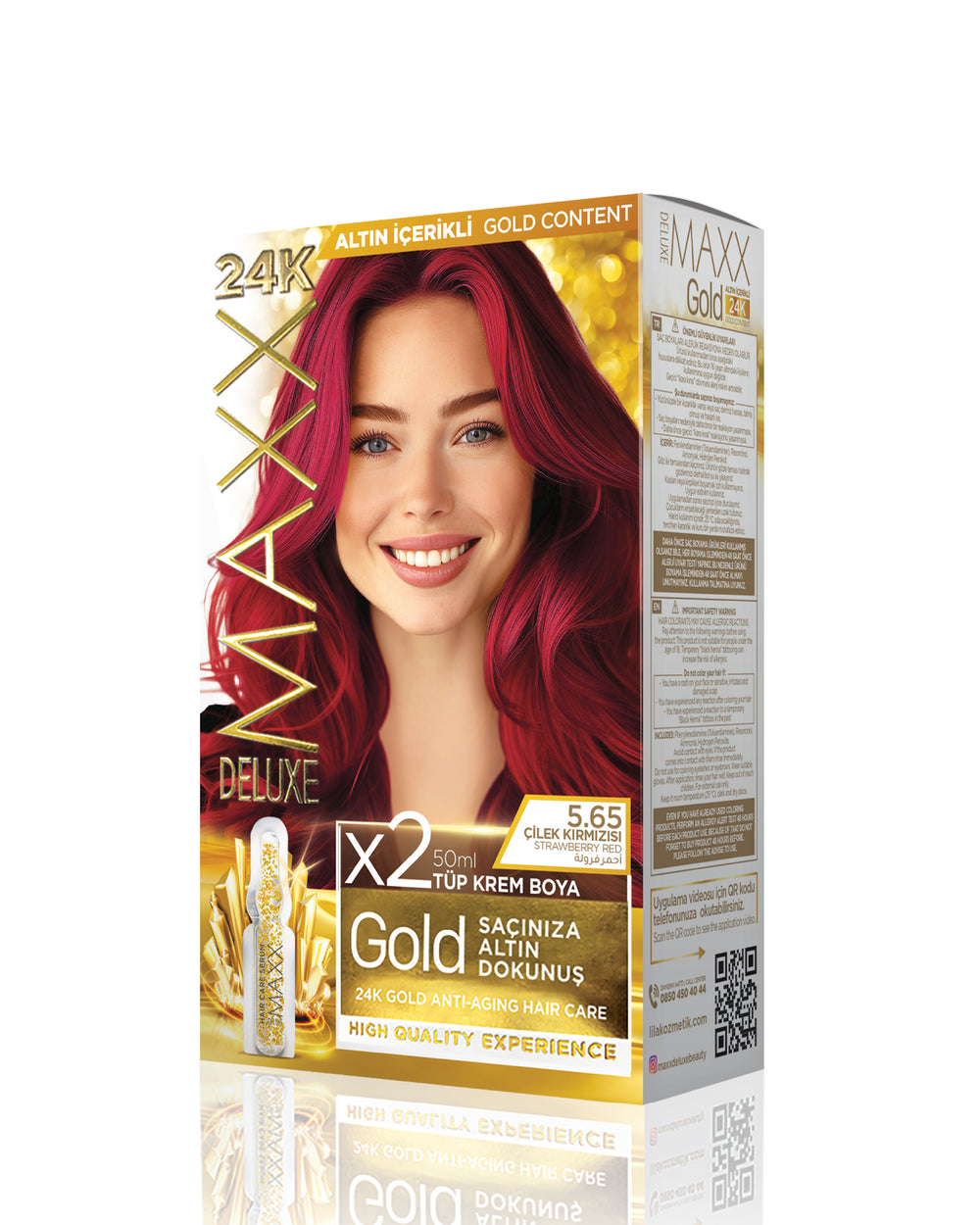 Maxx Deluxe Gold Beauty Hair Dye Set 5.65 Strawberry Red