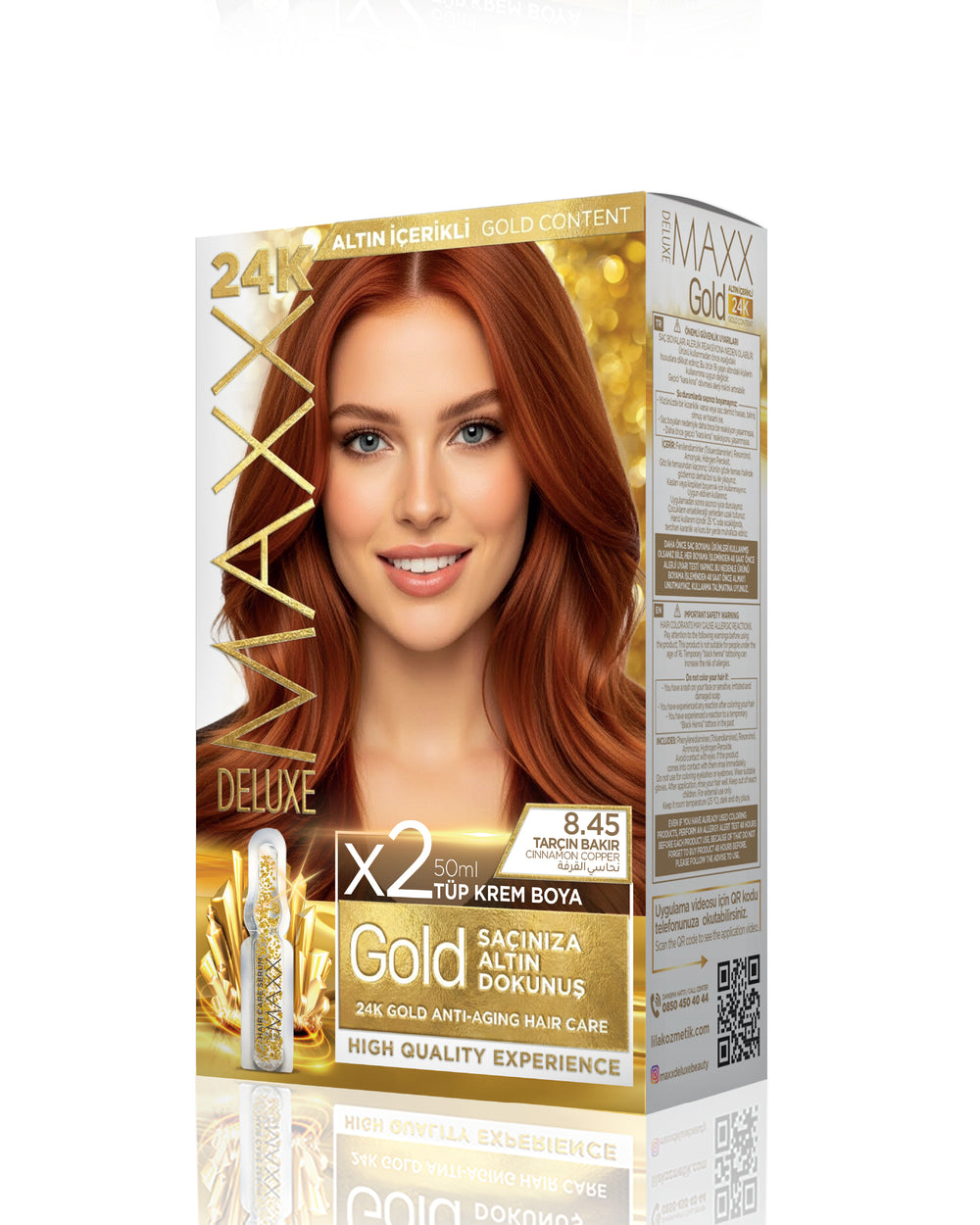 Maxx Deluxe Gold Beauty Hair Dye Set 8.45 Cinnamon Copper