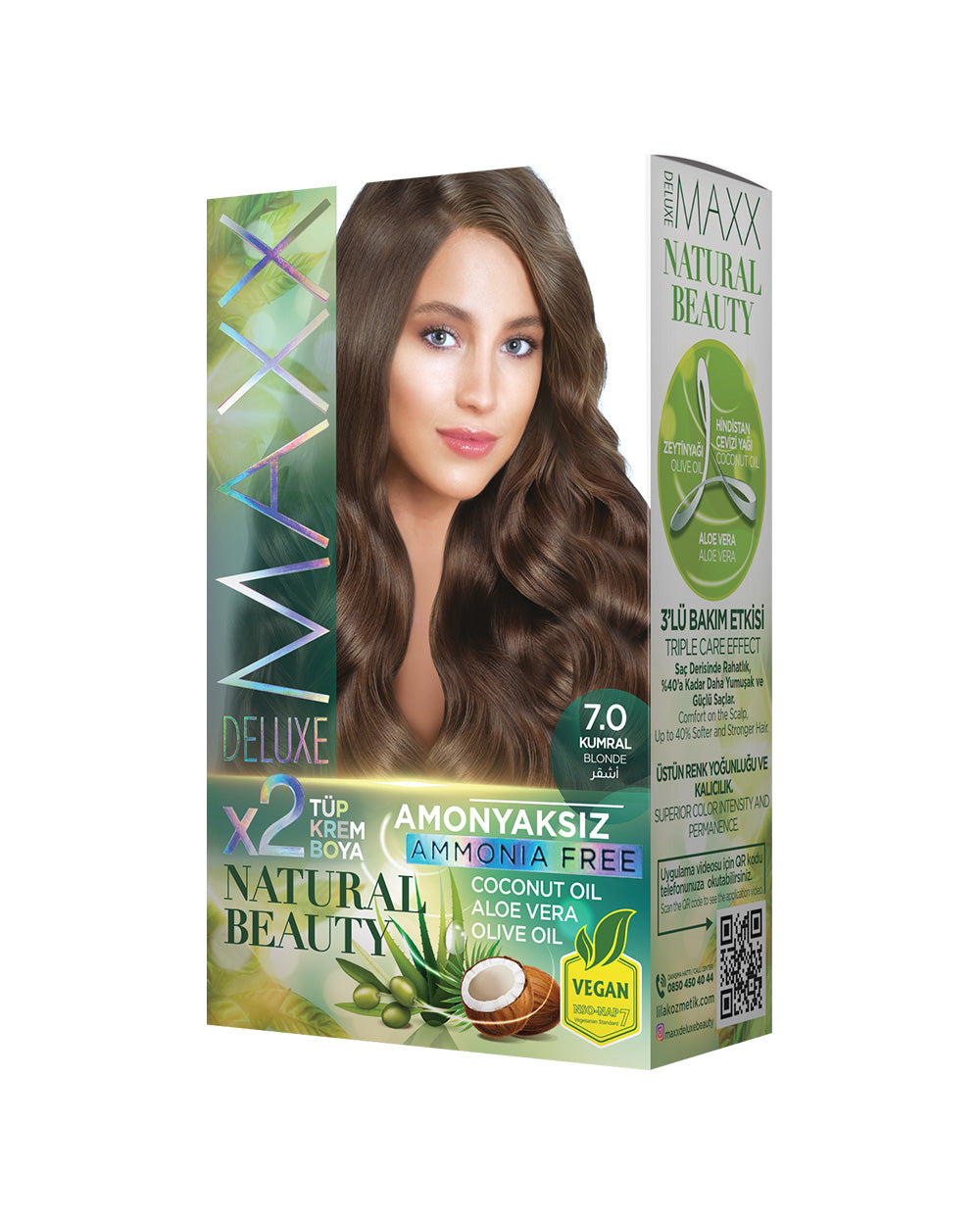 Maxx Deluxe Ammonia-Free Hair Dye Set 7.0 Blonde